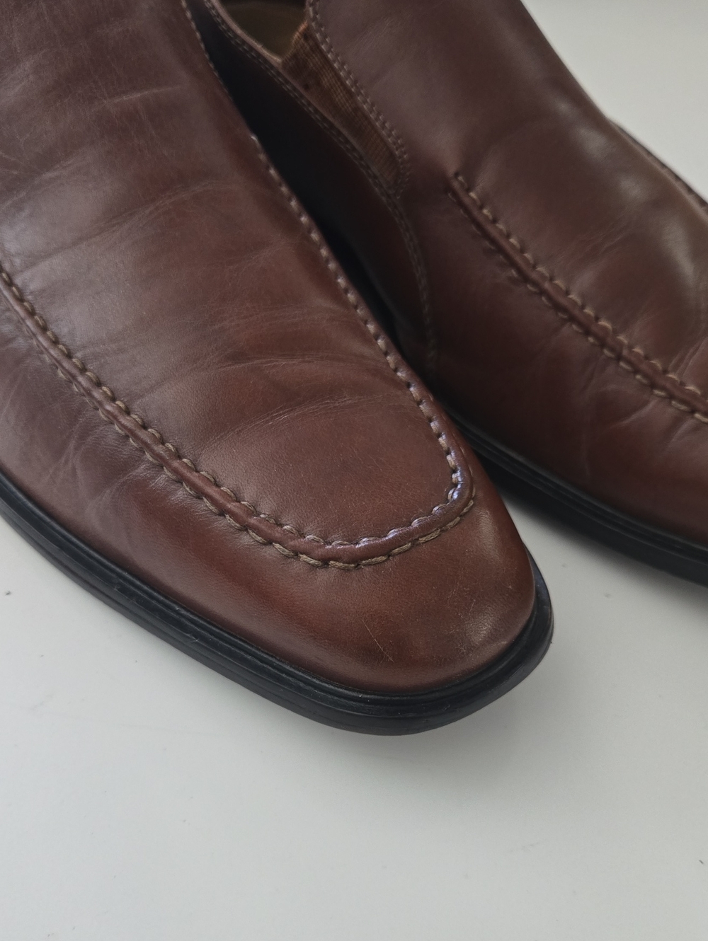 Cole Haan Brown Leather Moc Toe Slip-On Loafers